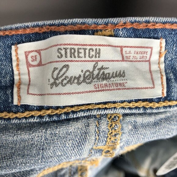 Vintage Levi Strauss Signature Women's Knee Length Denim Skirt 16 Blue 2003 Y2k - Picture 5 of 9